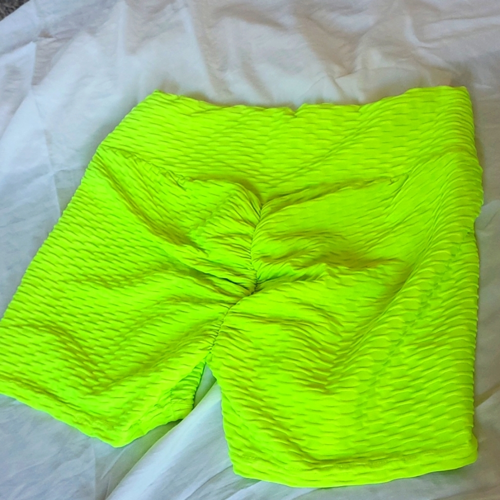 neon booty scrunch shorts